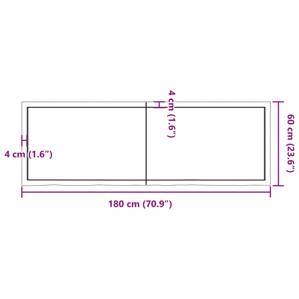 vidaXL Prateleira de parede 180x60x(2-4)cm carvalho maciço não tratado