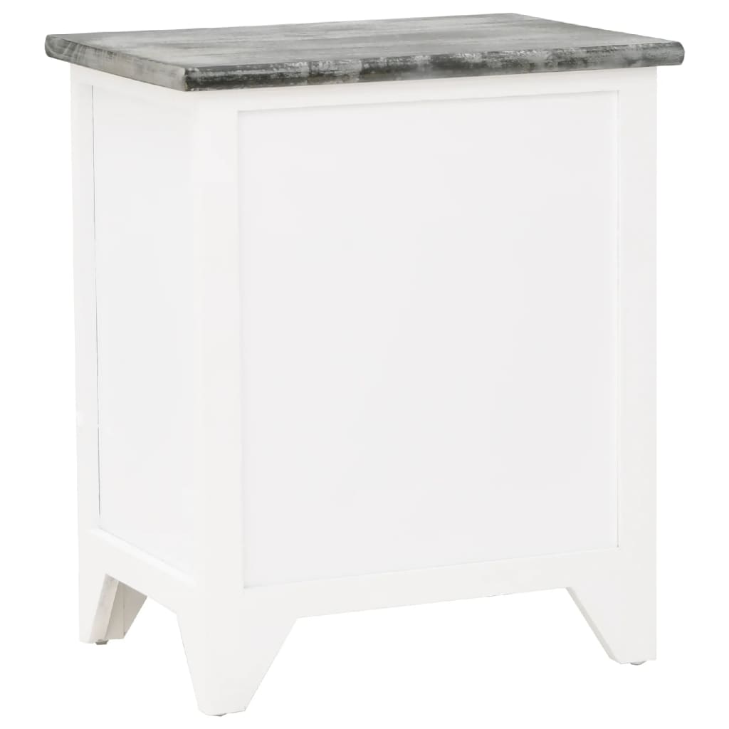 vidaXL Mesa de cabeceira com 2 gaveta 2 pcs cinzento e branco