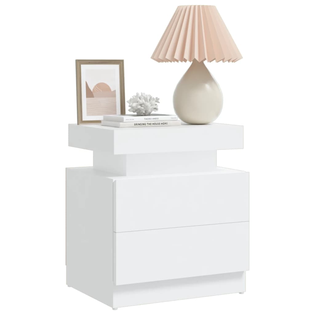 vidaXL Mesa de cabeceira 45x35x52 cm aglomerado branco