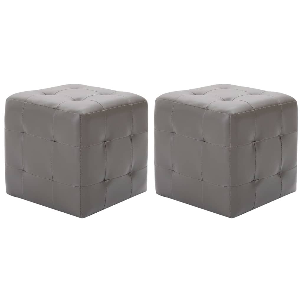 vidaXL Mesas de cabeceira 2 pcs 30x30x30 cm couro artificial cinzento