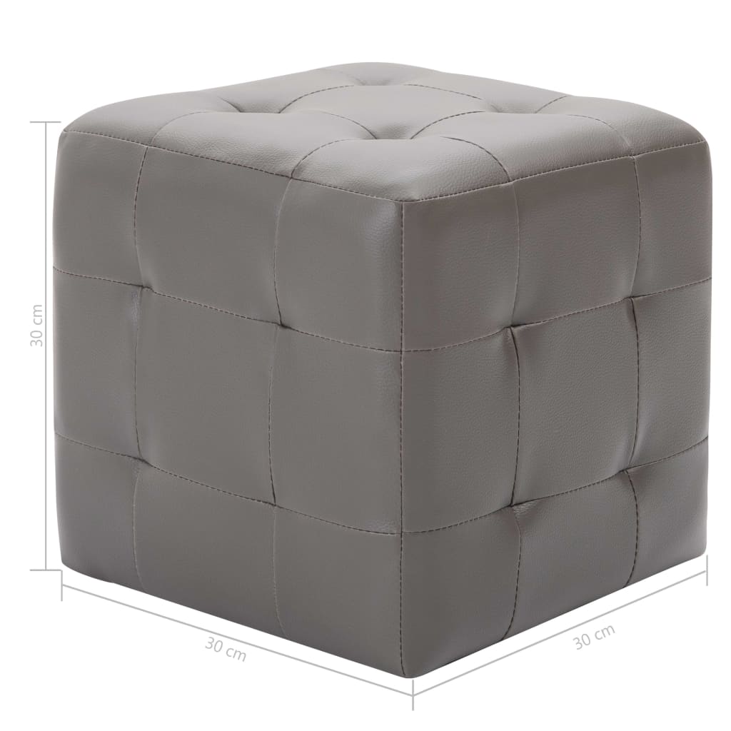 vidaXL Mesas de cabeceira 2 pcs 30x30x30 cm couro artificial cinzento