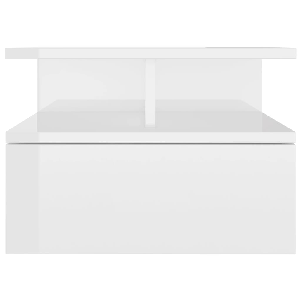 vidaXL Mesa de cabeceira suspensa 2 pcs 40x31x27 cm branco brilhante