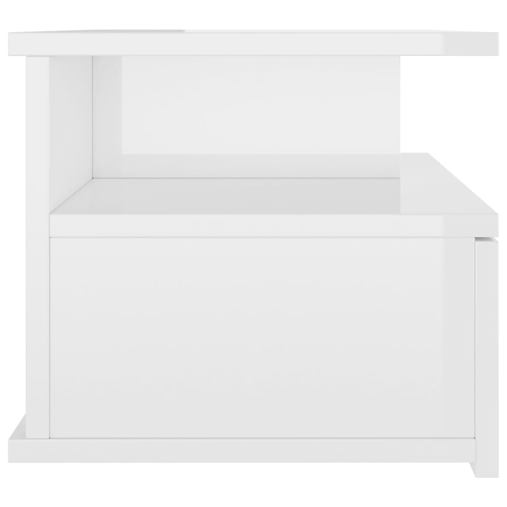 vidaXL Mesa de cabeceira suspensa 2 pcs 40x31x27 cm branco brilhante