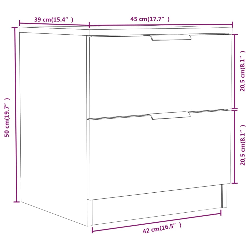 vidaXL Mesas de cabeceira 2pcs derivados de madeira carvalho sonoma