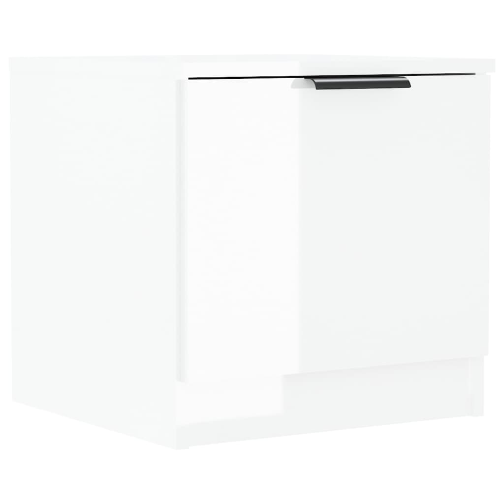 vidaXL Mesas de cabeceira 2 pcs 40x39x40 cm branco brilhante