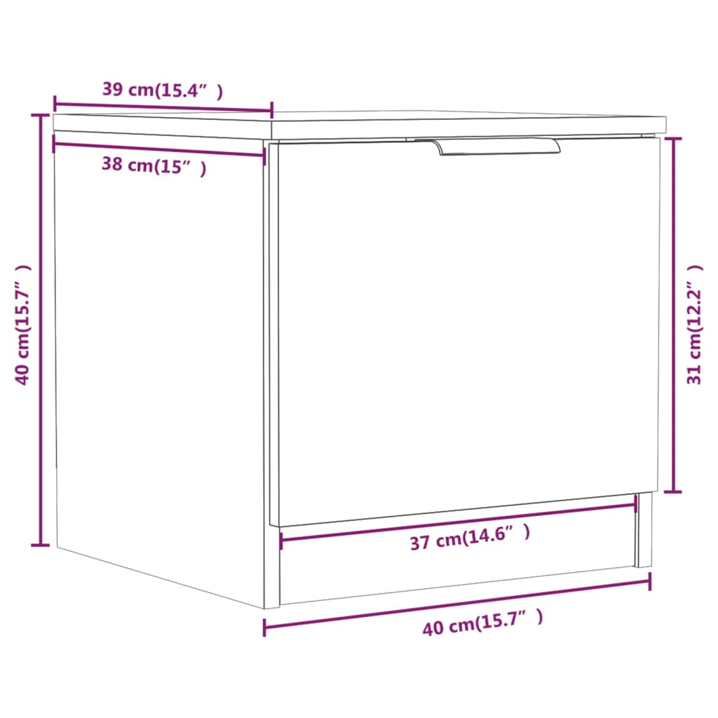 vidaXL Mesas de cabeceira 2 pcs 40x39x40 cm branco brilhante