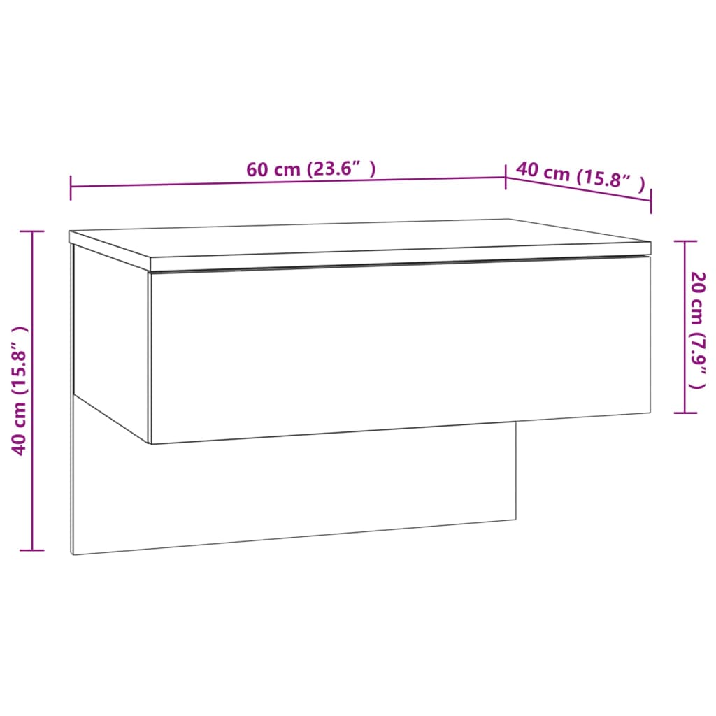 vidaXL Mesas de cabeceira montagem na parede 2 pcs cor carvalho sonoma