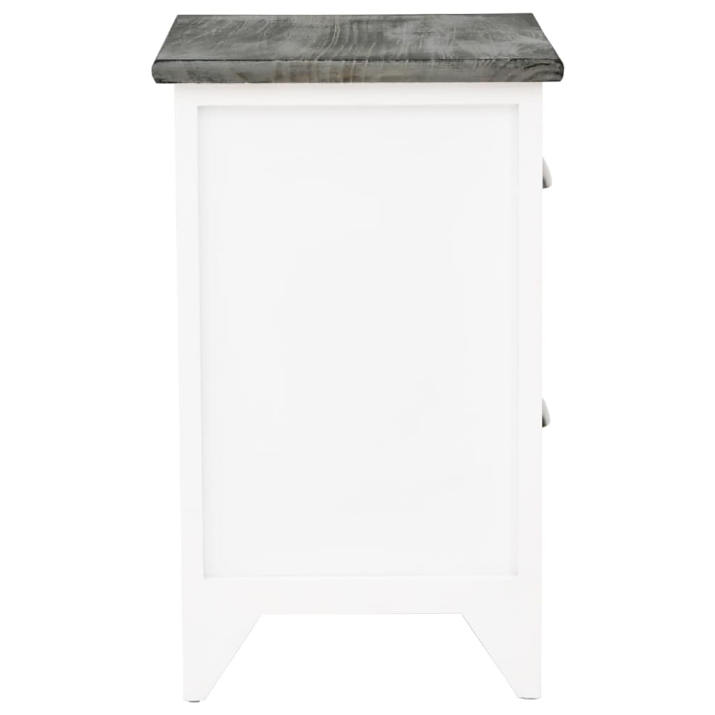 vidaXL Mesa-de-cabeceira 38x28x45 cm madeira paulownia cinzento/branco