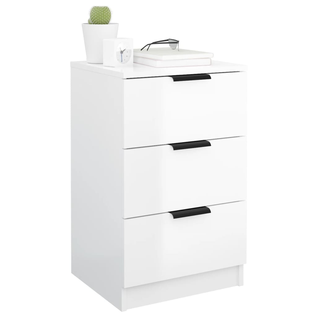 vidaXL Mesa de cabeceira 40x36x65 cm branco brilhante