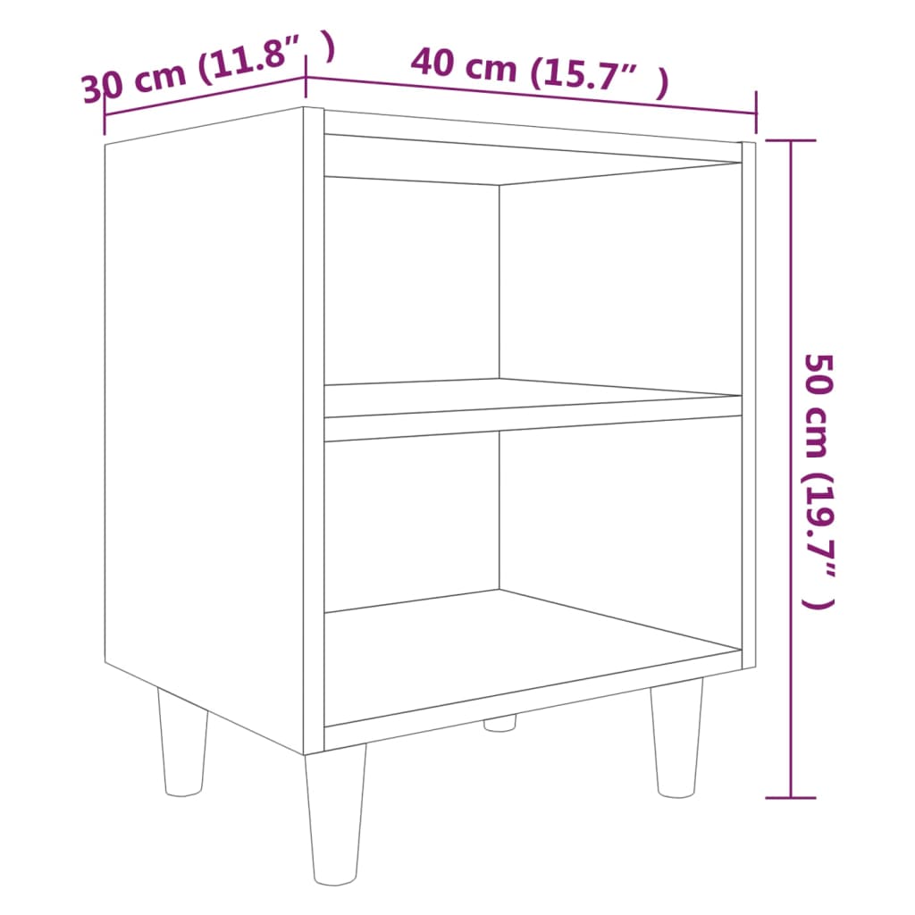 vidaXL Mesas cabeceira c/ pernas madeira 2pcs 40x30x50 cm sonoma cinza