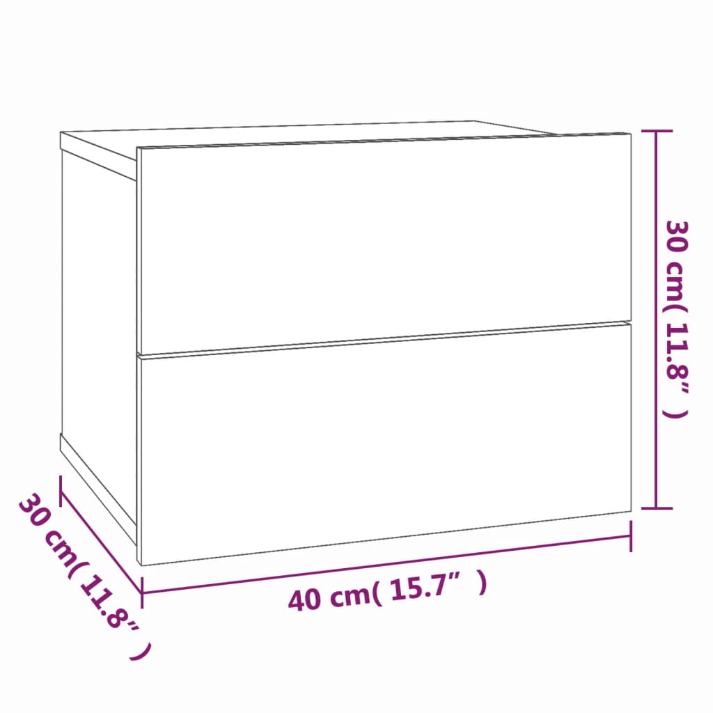 vidaXL Mesa cabeceira 2pcs 40x30x30cm derivado madeira carvalho fumado