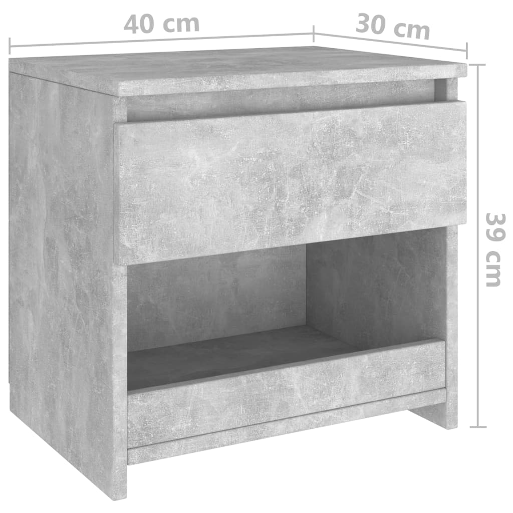 vidaXL Mesas de cabeceira 2 pcs 40x30x39 cm contrapl. cinzento cimento