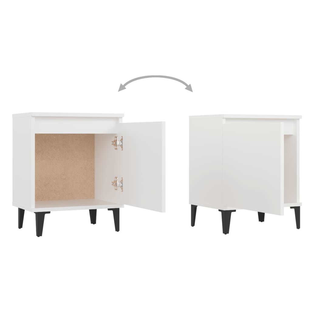 vidaXL Mesa de cabeceira com pernas em metal 40x30x50 cm branco