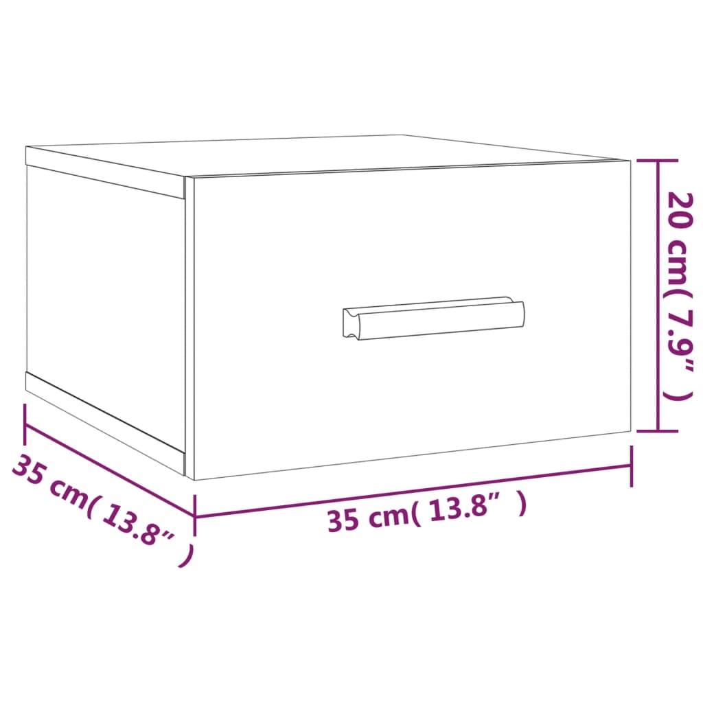 vidaXL Mesa de cabeceira montagem na parede 35x35x20 cm cor sonoma