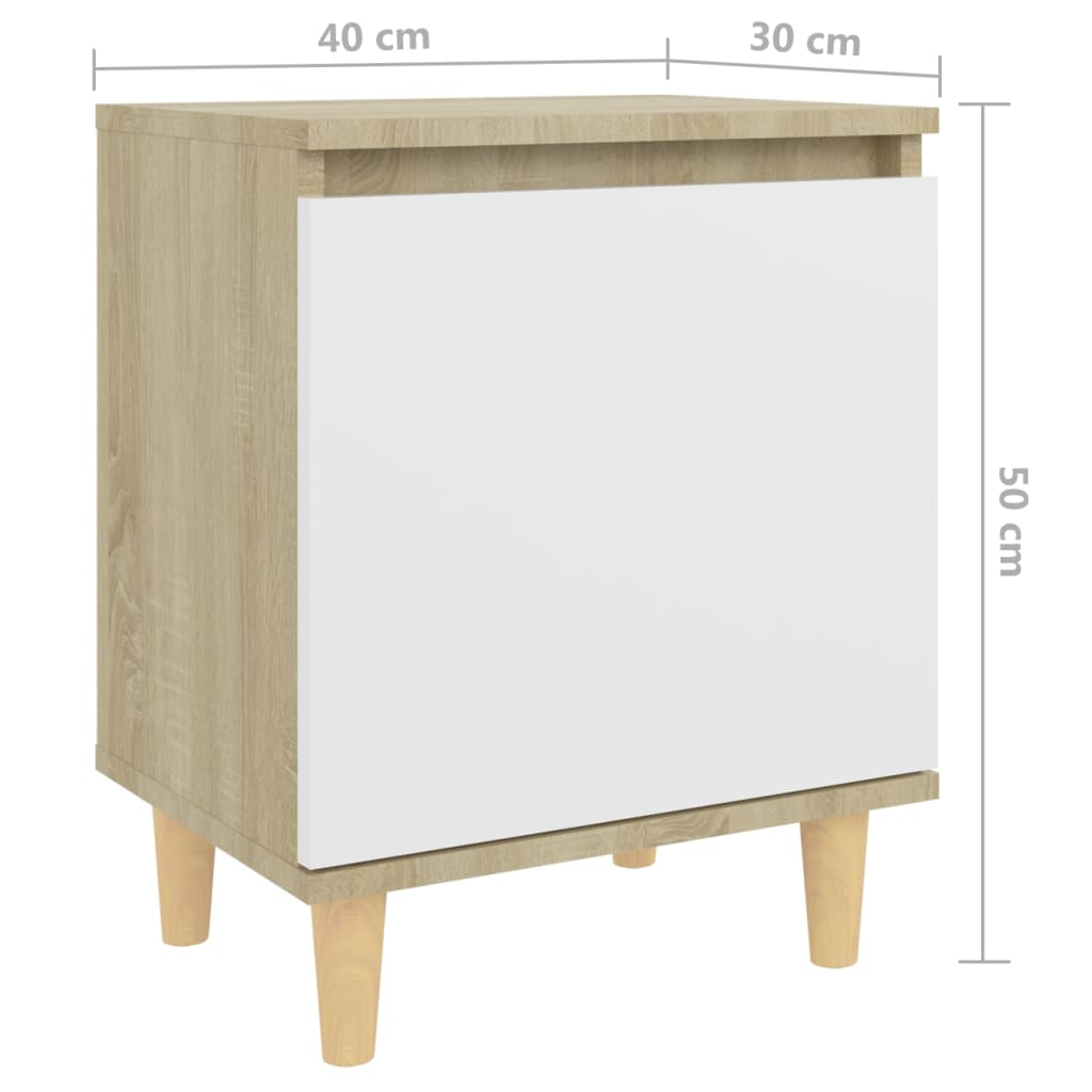 vidaXL Mesa de cabeceira c/ pernas madeira 40x30x50cm carvalho/branco