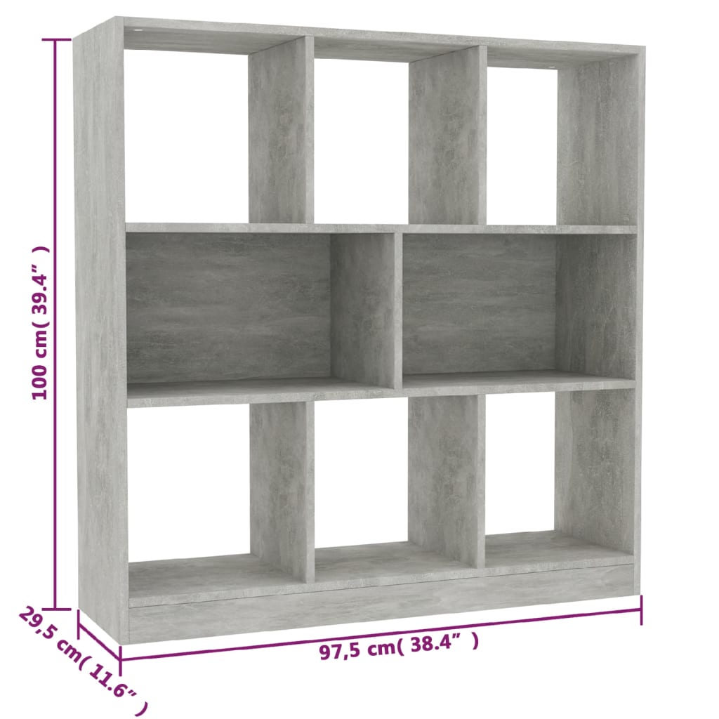 vidaXL Estante 97,5x29,5x100 cm contraplacado cinzento cimento