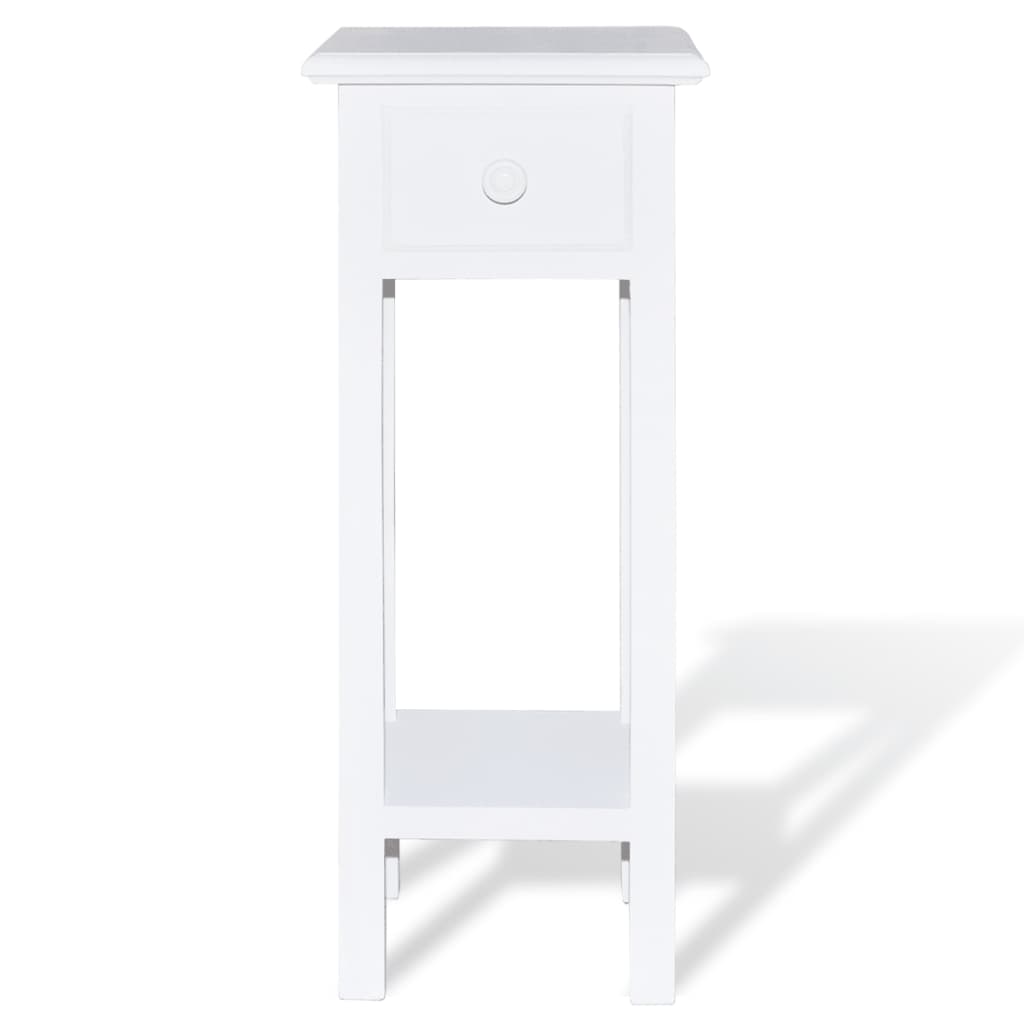 vidaXL Mesa lateral com gaveta branco