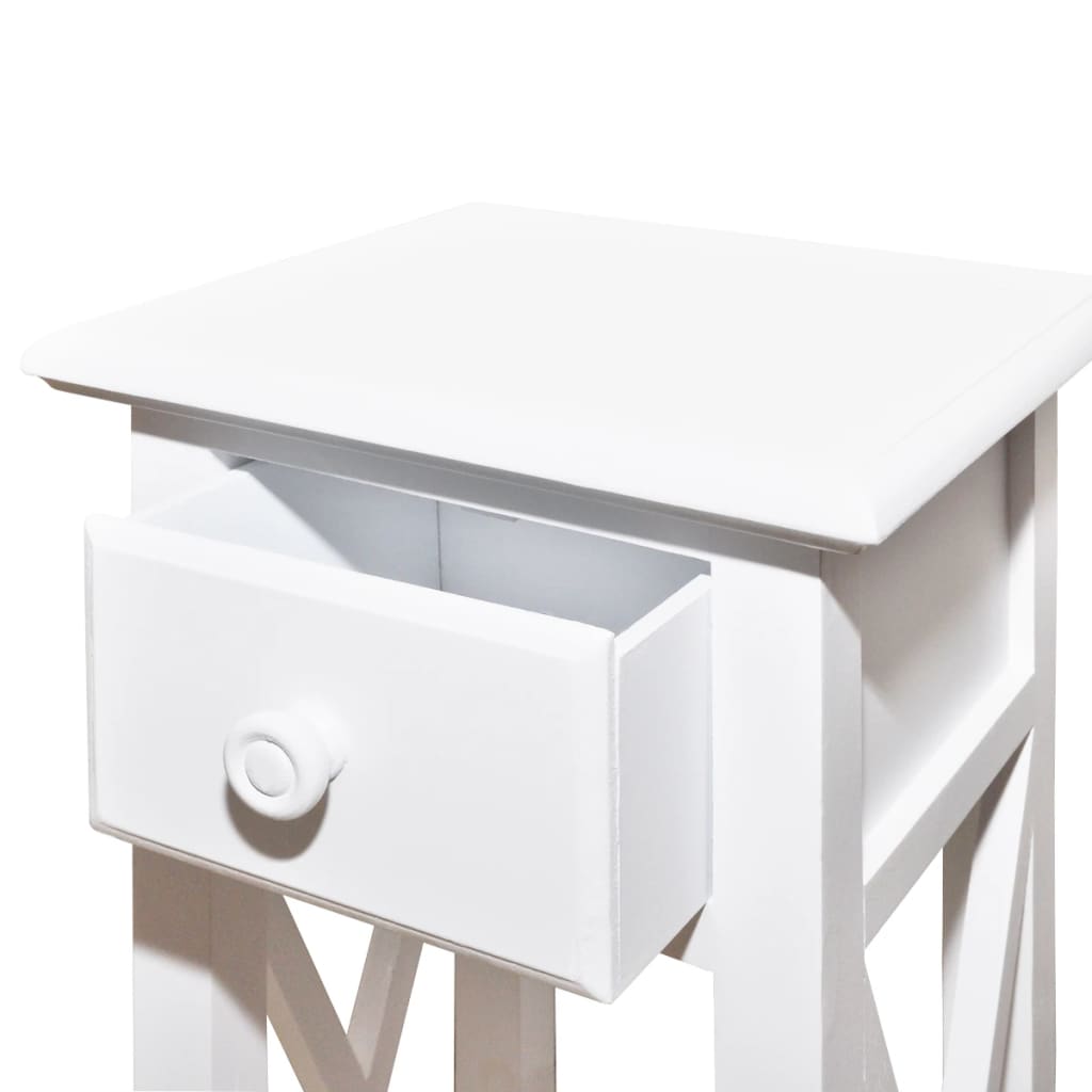 vidaXL Mesa lateral com gaveta branco