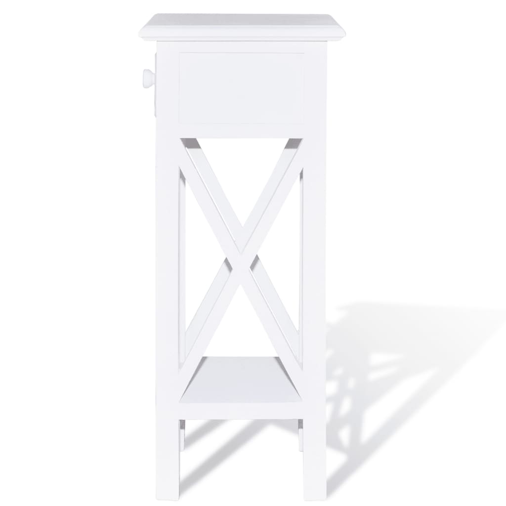 vidaXL Mesa lateral com gaveta branco