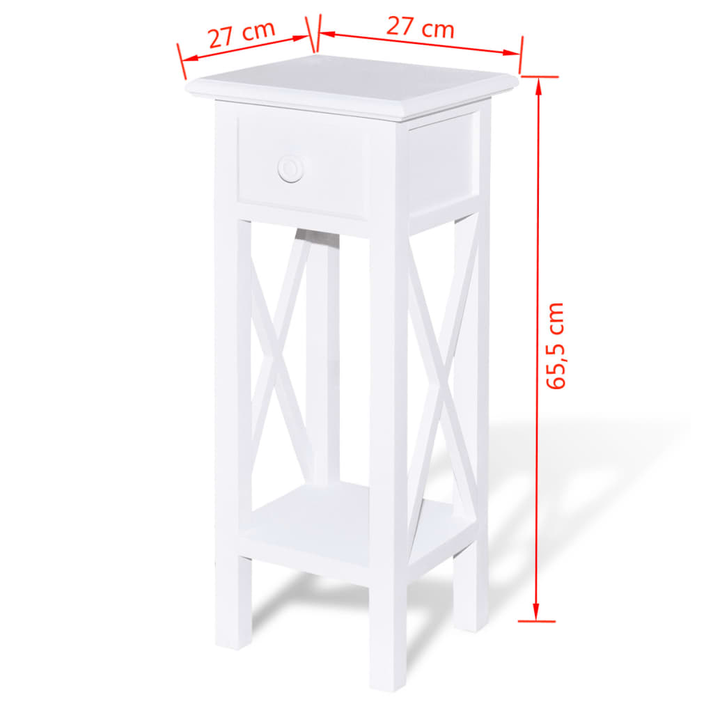 vidaXL Mesa lateral com gaveta branco