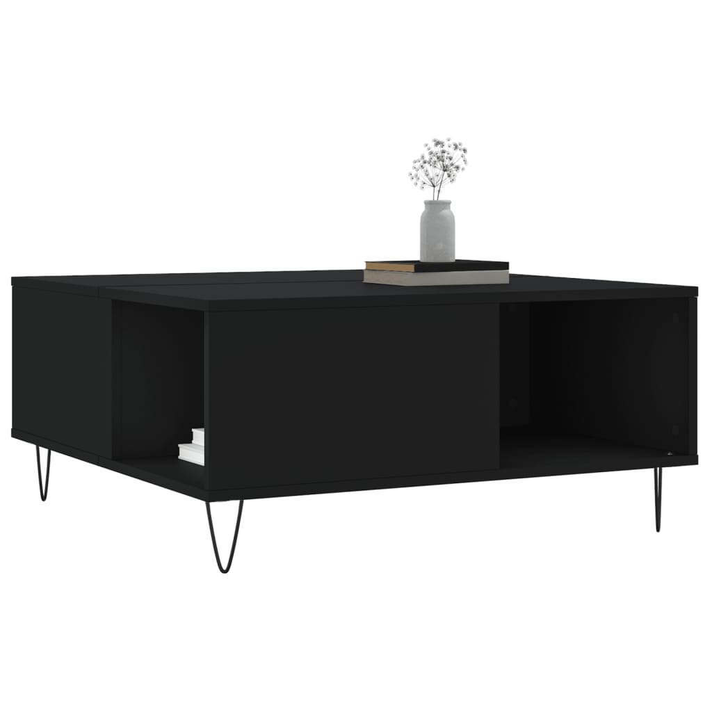 vidaXL Mesa de centro 80x80x36,5 cm derivados de madeira preto