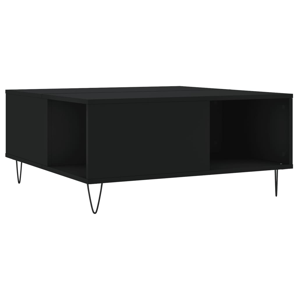 vidaXL Mesa de centro 80x80x36,5 cm derivados de madeira preto