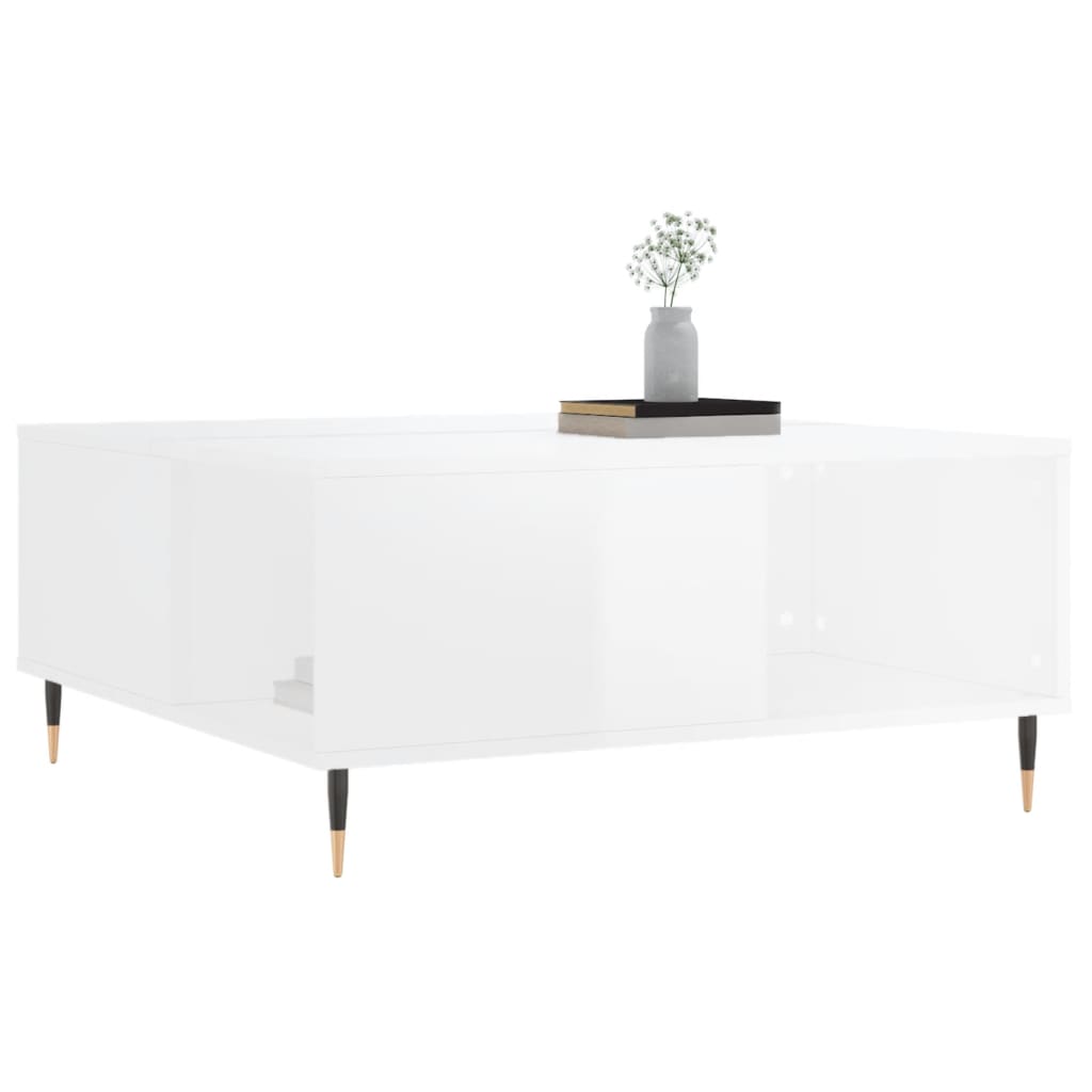 vidaXL Mesa de centro 80x80x36,5 cm derivados madeira branco brilhante