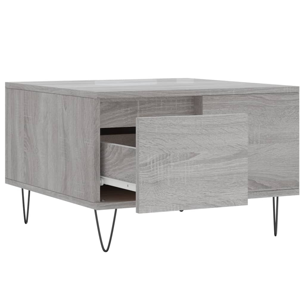 vidaXL Mesa de centro 55x55x36,5 cm derivados de madeira cinza sonoma