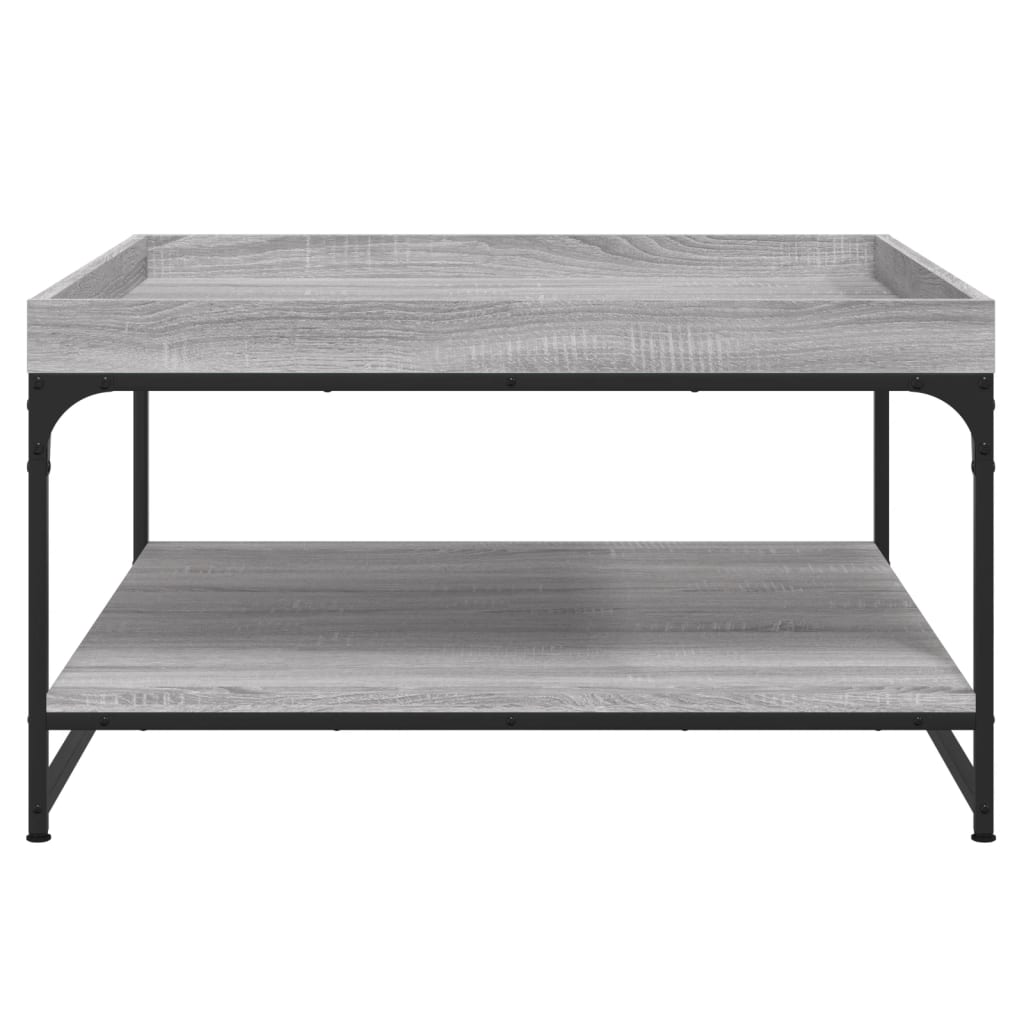 vidaXL Mesa de centro 80x80x45 cm derivados madeira/ferro cinza sonoma