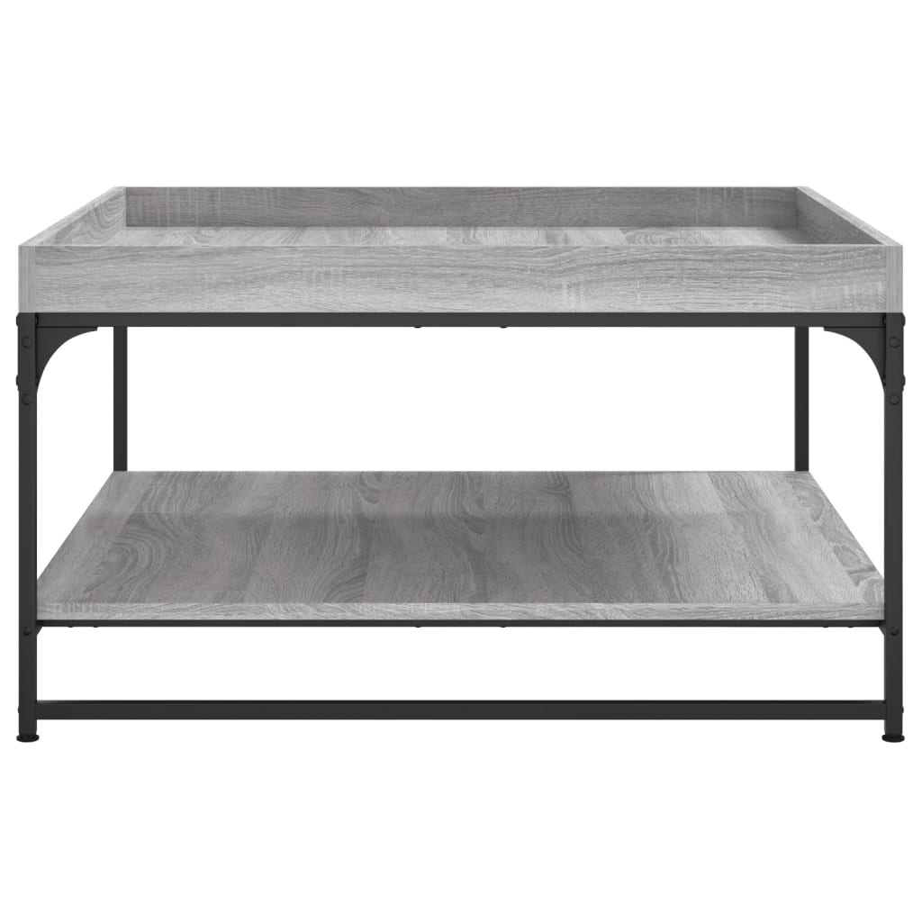 vidaXL Mesa de centro 80x80x45 cm derivados madeira/ferro cinza sonoma