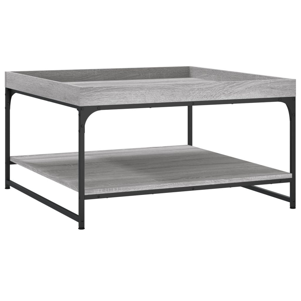 vidaXL Mesa de centro 80x80x45 cm derivados madeira/ferro cinza sonoma