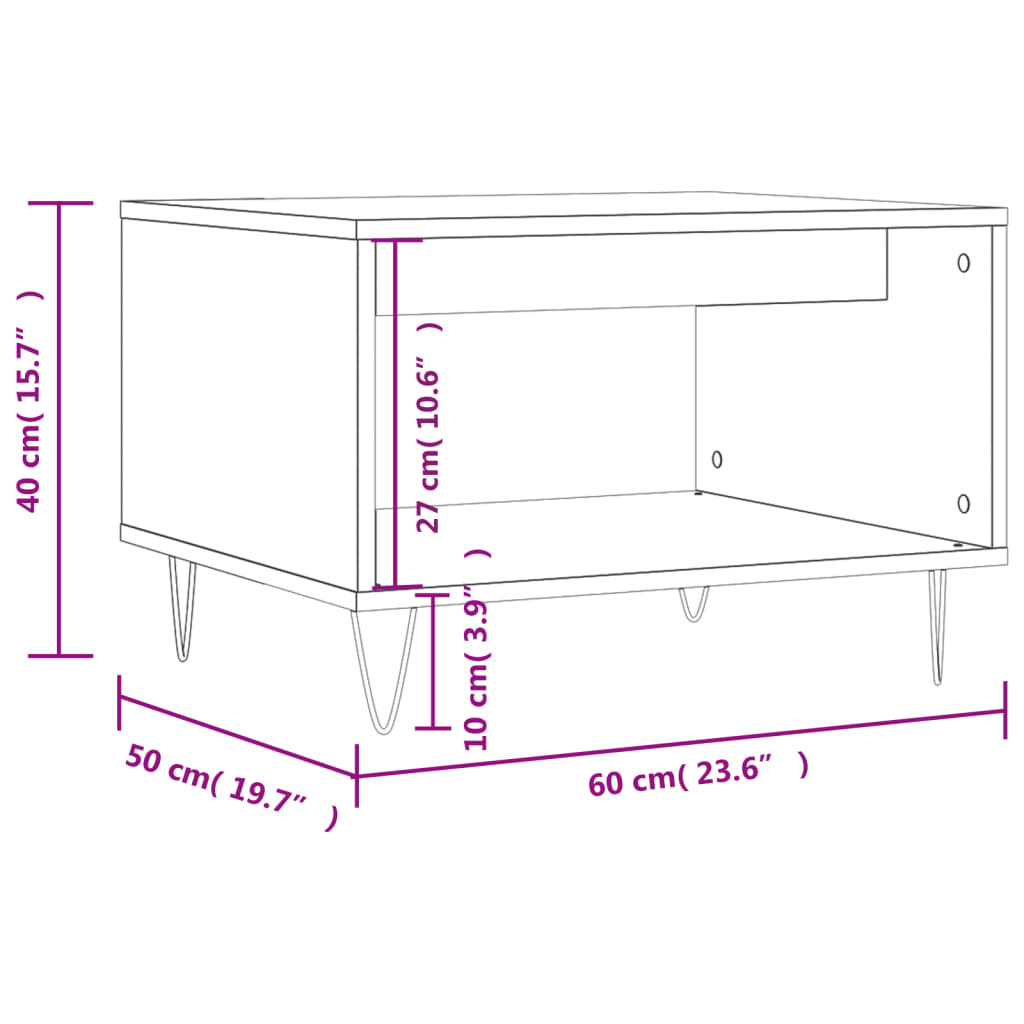 vidaXL Mesa de centro 60x50x40 cm derivados de madeira cinzento sonoma