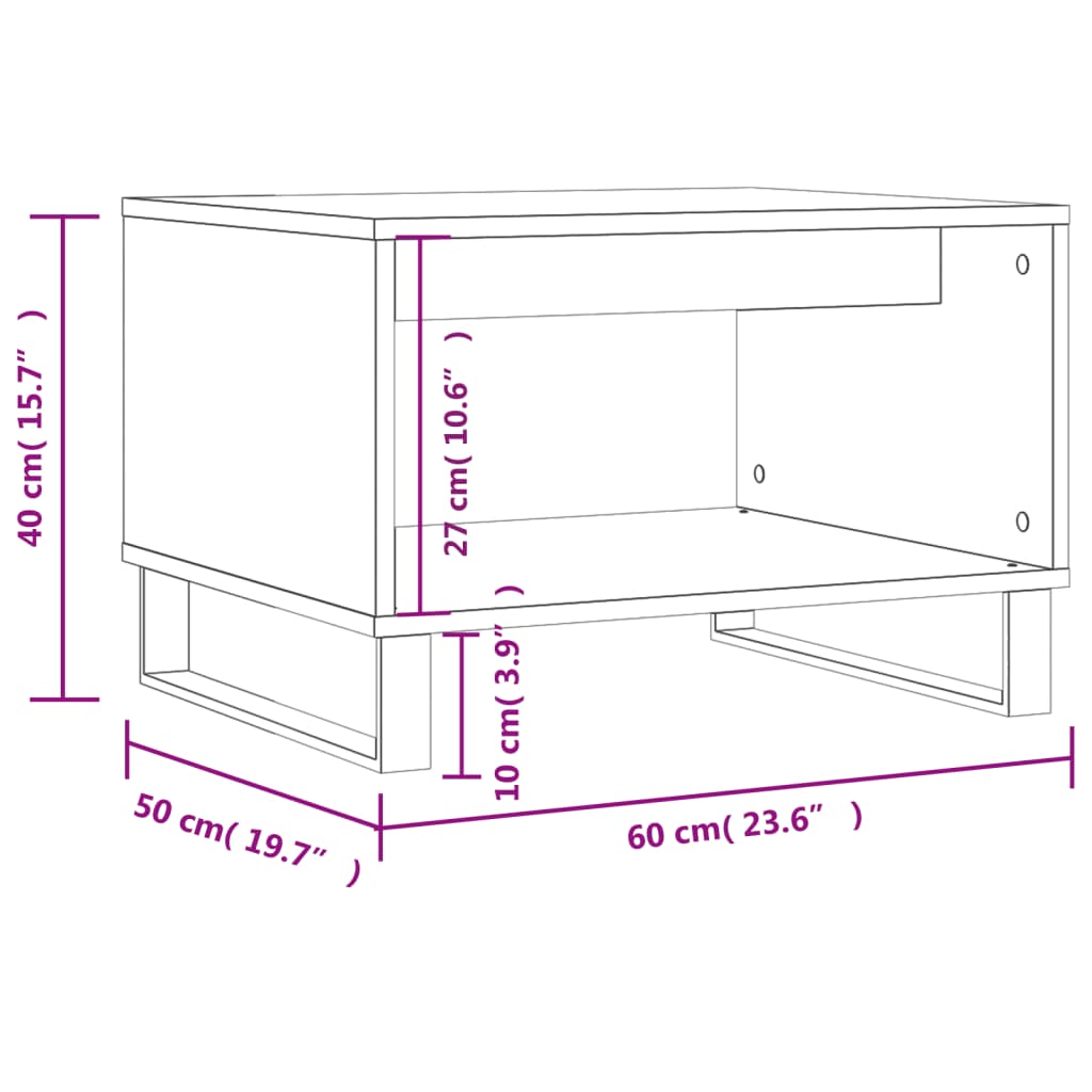 vidaXL Mesa de centro 60x50x40 cm derivados de madeira cinzento sonoma