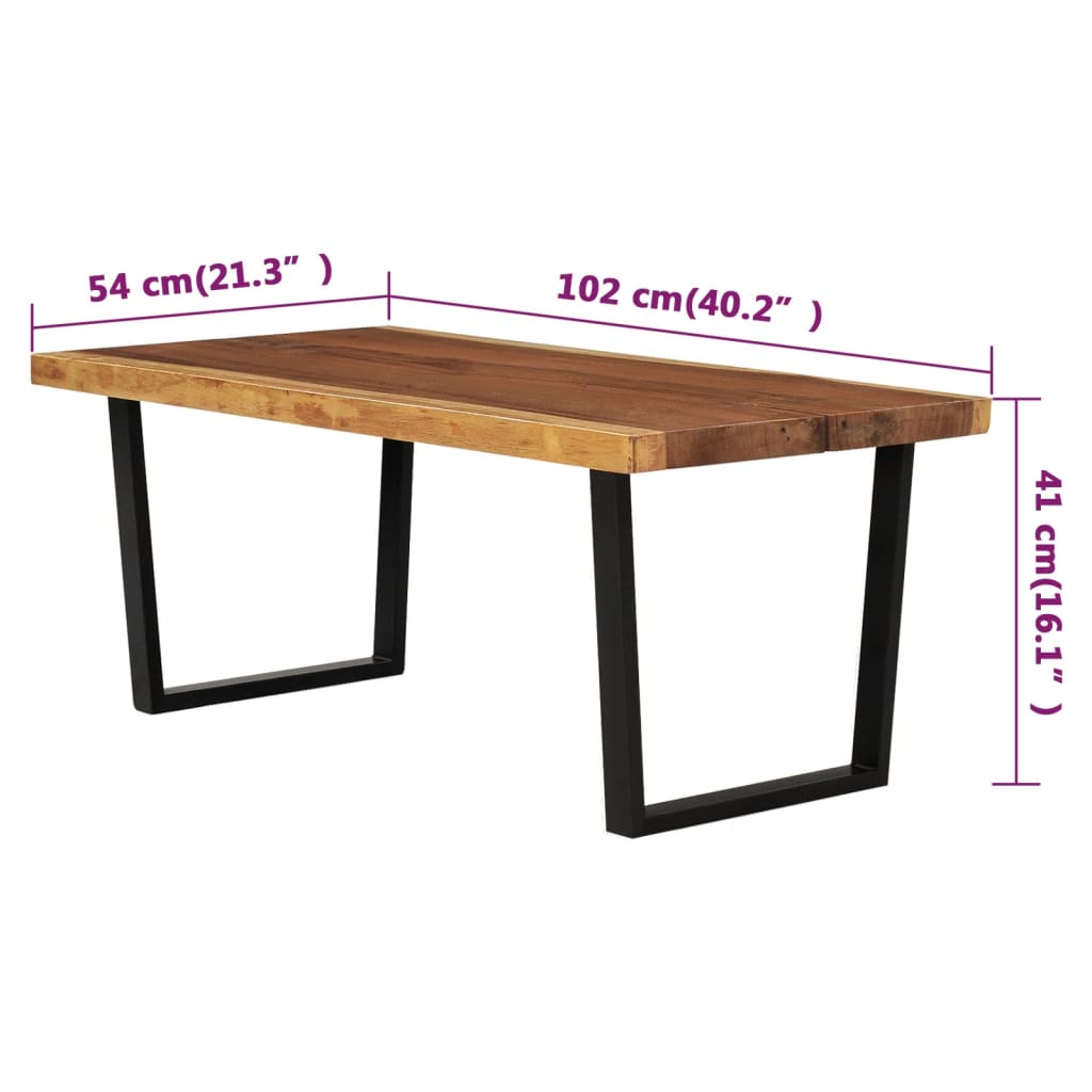 vidaXL Mesa de centro 102x54x41 cm madeira de árvore chorona maciça