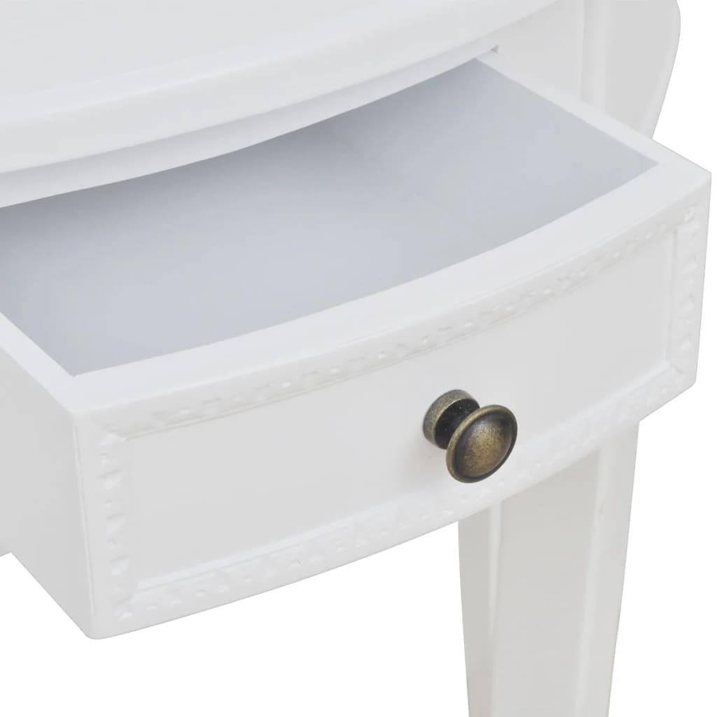 vidaXL Mesa consola meia-lua com gaveta branco