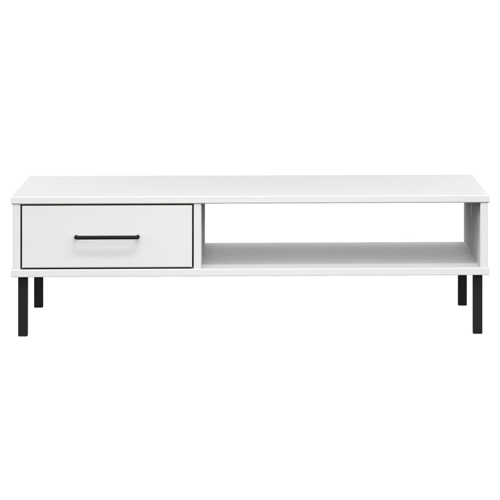 vidaXL Mesa de centro c/ pernas de metal pinho maciço OSLO branco