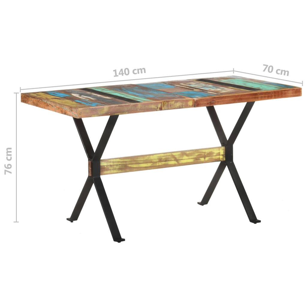 vidaXL Mesa de jantar 140x70x76 cm madeira recuperada maciça