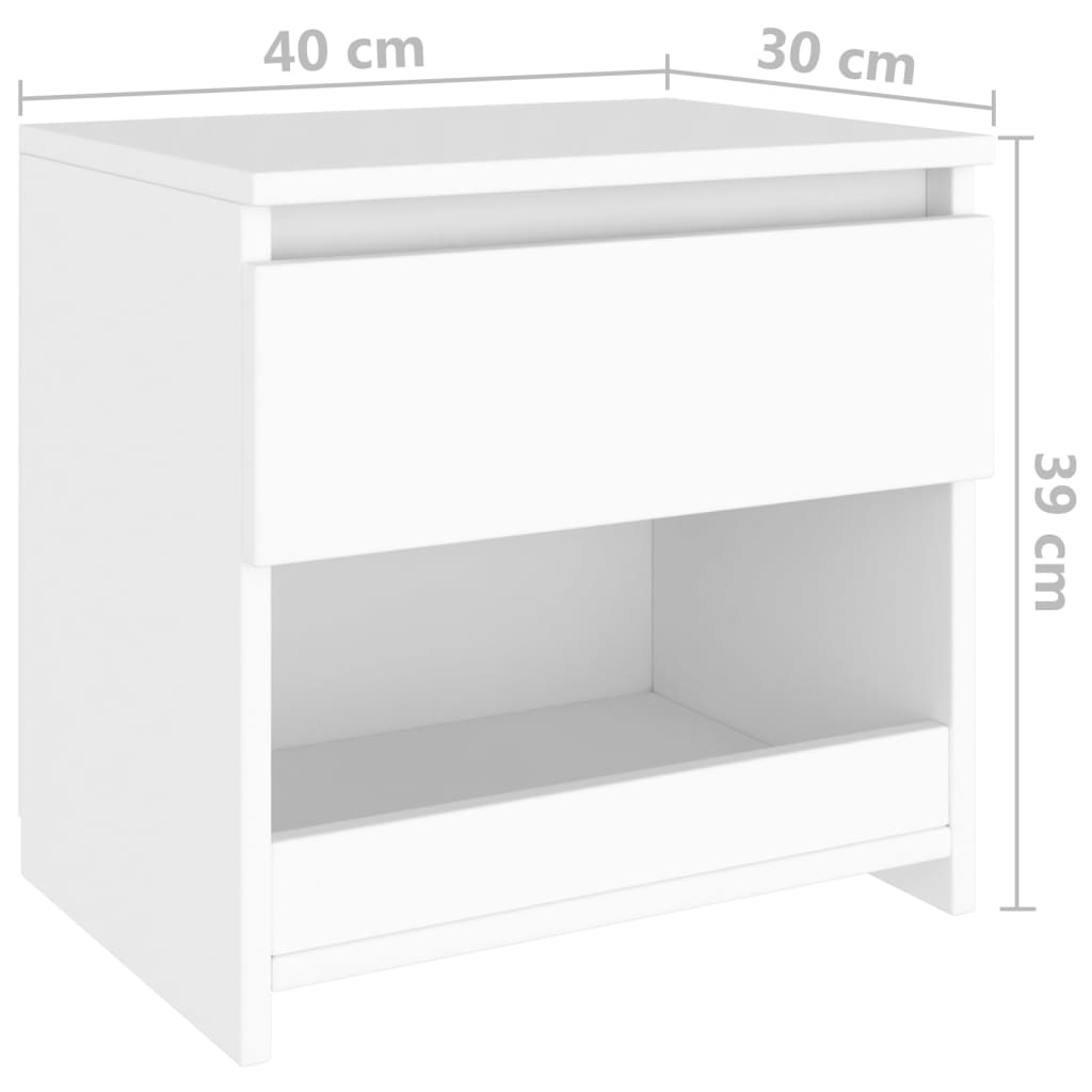 vidaXL Mesas de cabeceira 2 pcs 40x30x39 cm derivados madeira branco