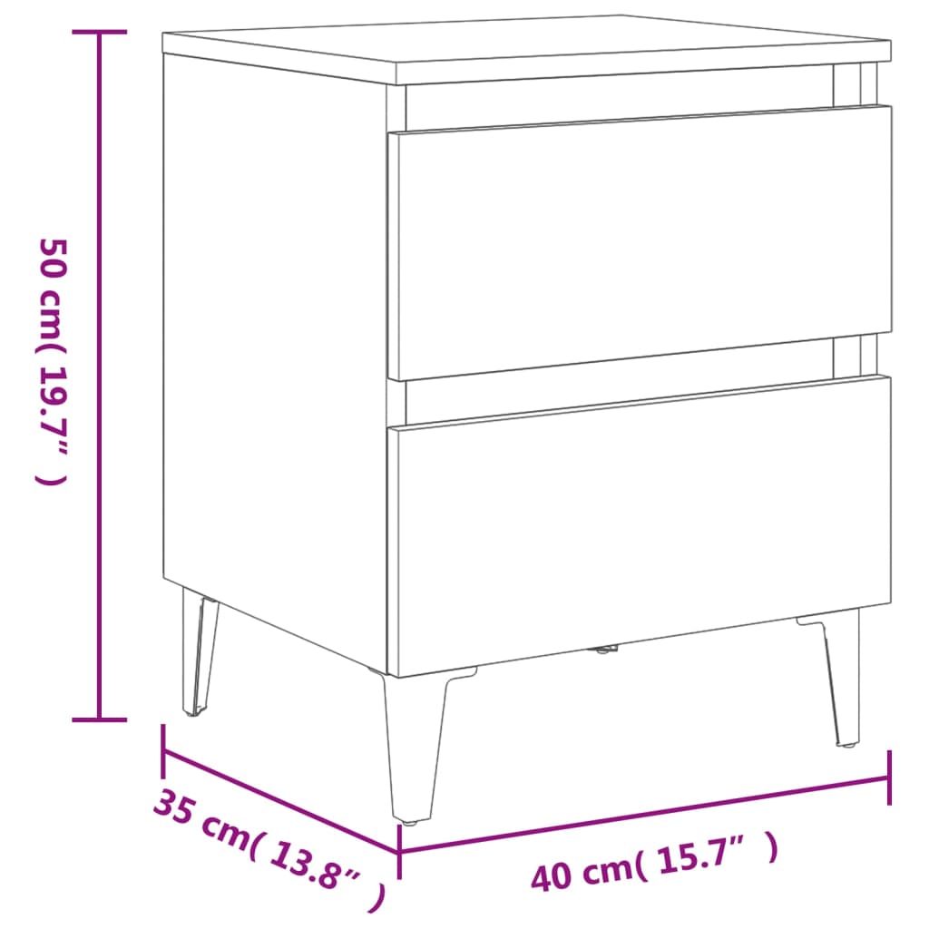 vidaXL Mesas de cabeceira 2 pcs derivados de madeira cinza cimento