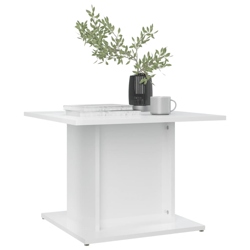 vidaXL Mesa de centro 55,5x55,5x40 cm contraplacado branco brilhante