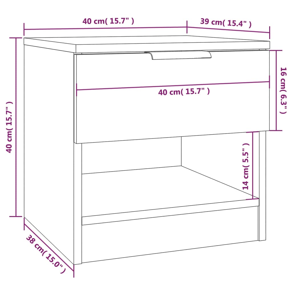 vidaXL Mesa de cabeceira 2 pcs derivados de madeira cinzento sonoma