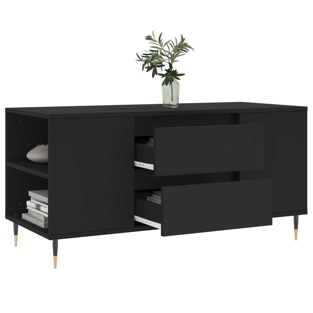 vidaXL Mesa de centro 102x44,5x50 cm derivados de madeira preto