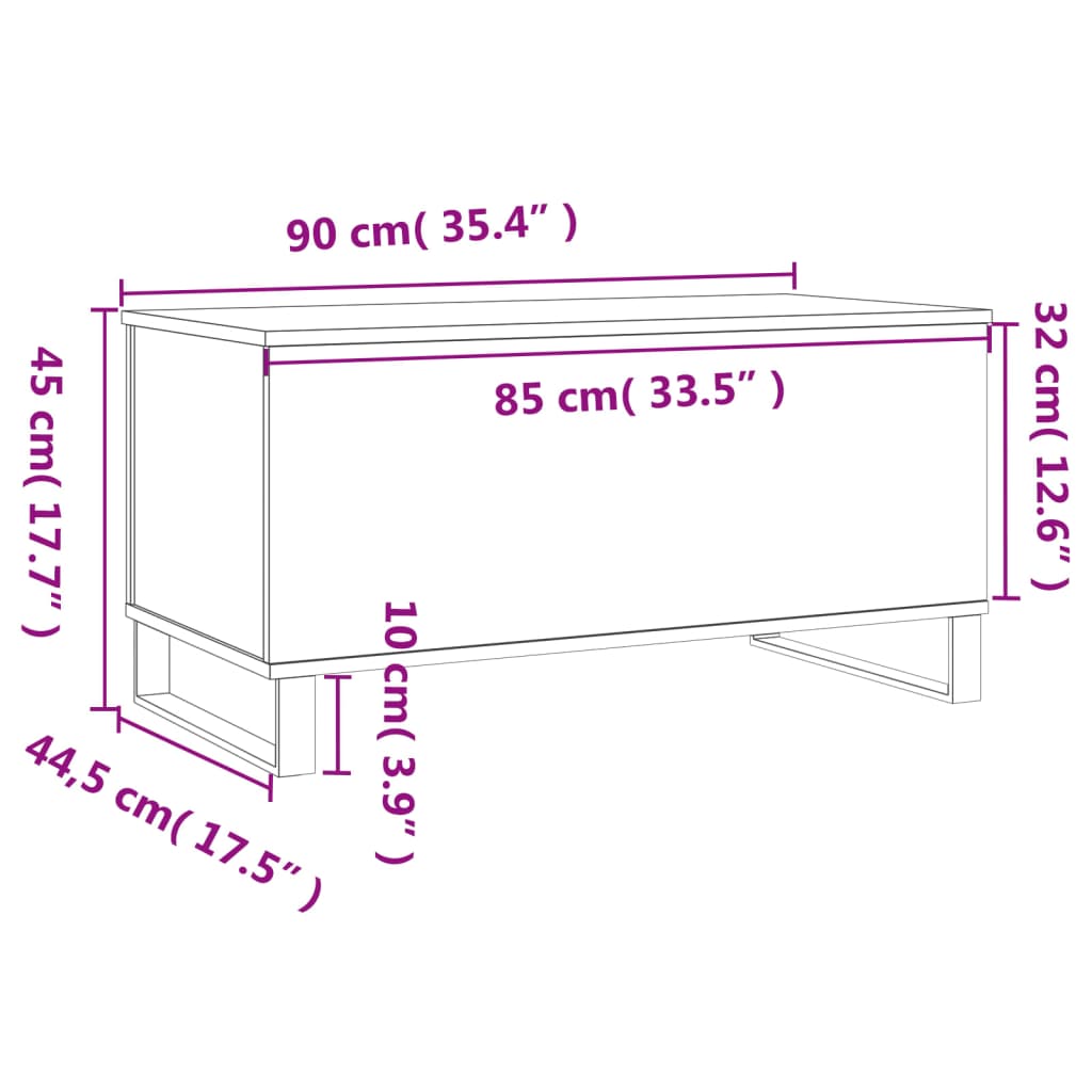 vidaXL Mesa de centro 90x44,5x45 cm derivados de madeira branco