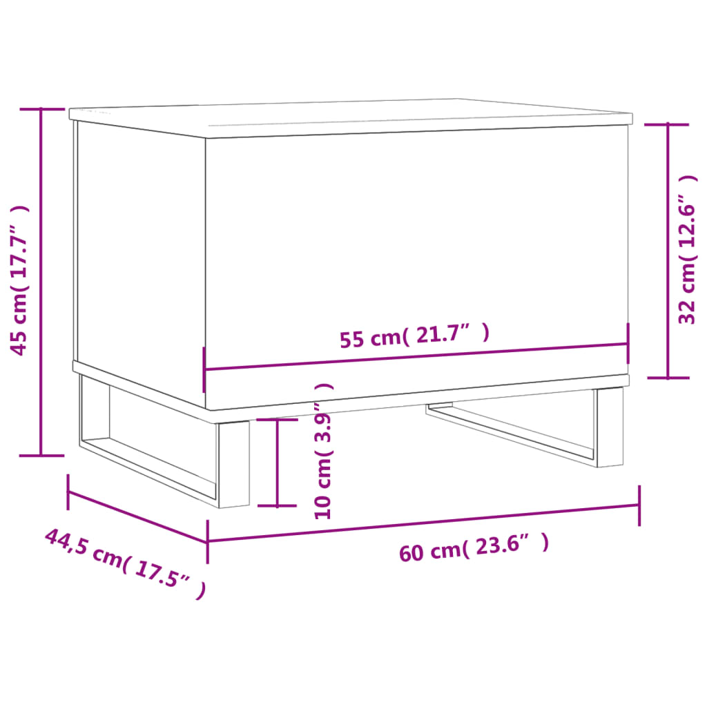 vidaXL Mesa de centro 60x44,5x45 cm derivados de madeira branco