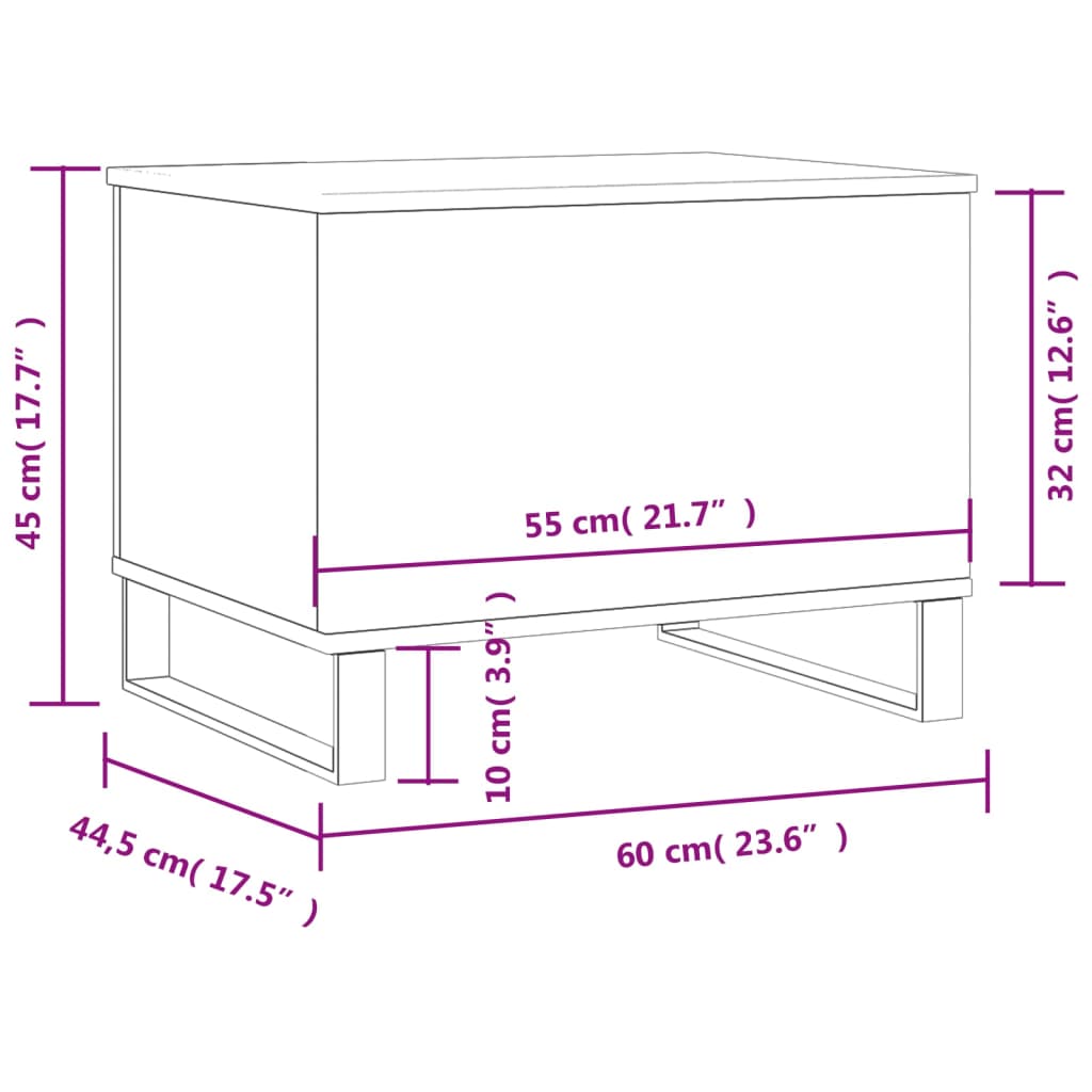 vidaXL Mesa centro 60x44,5x45 cm derivados madeira carvalho castanho