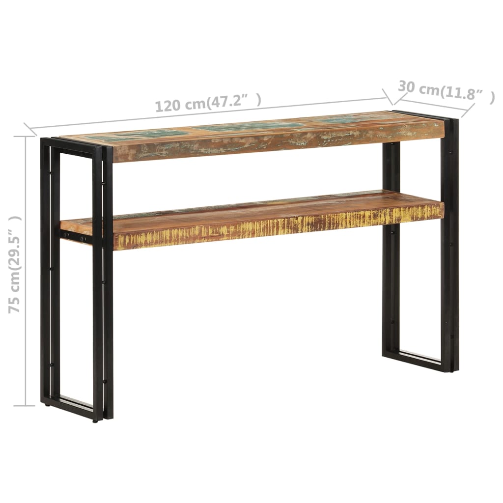 vidaXL Mesa consola 120x30x75 cm madeira recuperada maciça