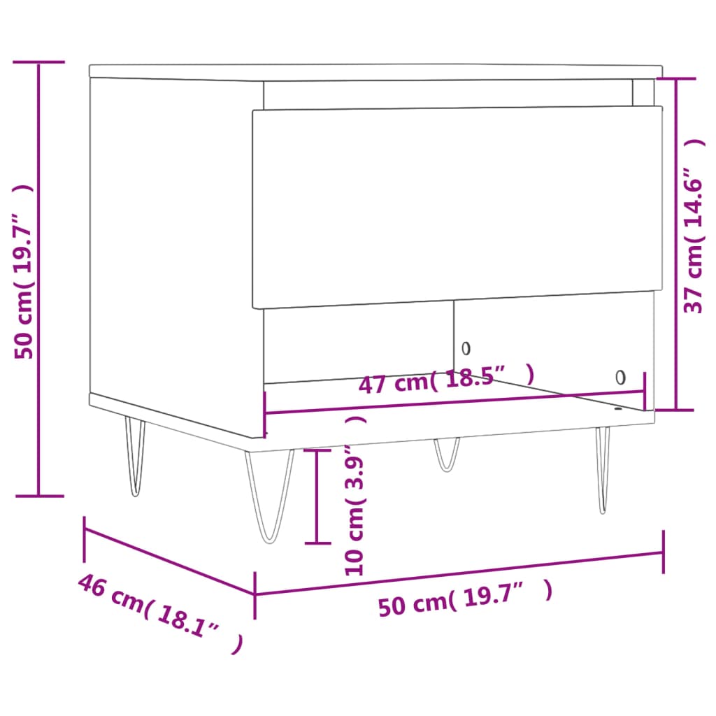 vidaXL Mesa de centro 50x46x50cm derivados de madeira cinzento-cimento