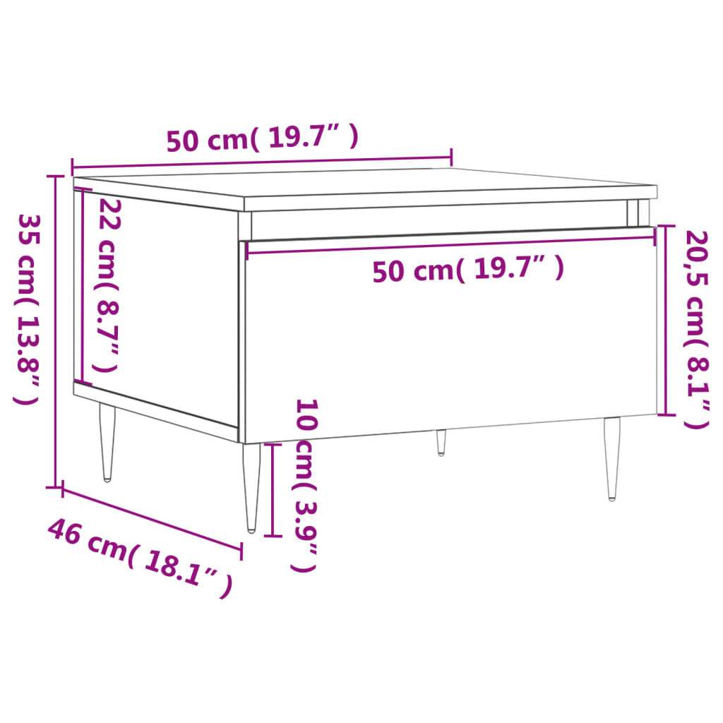 vidaXL Mesa de centro 50x46x35 cm derivados madeira carvalho castanho