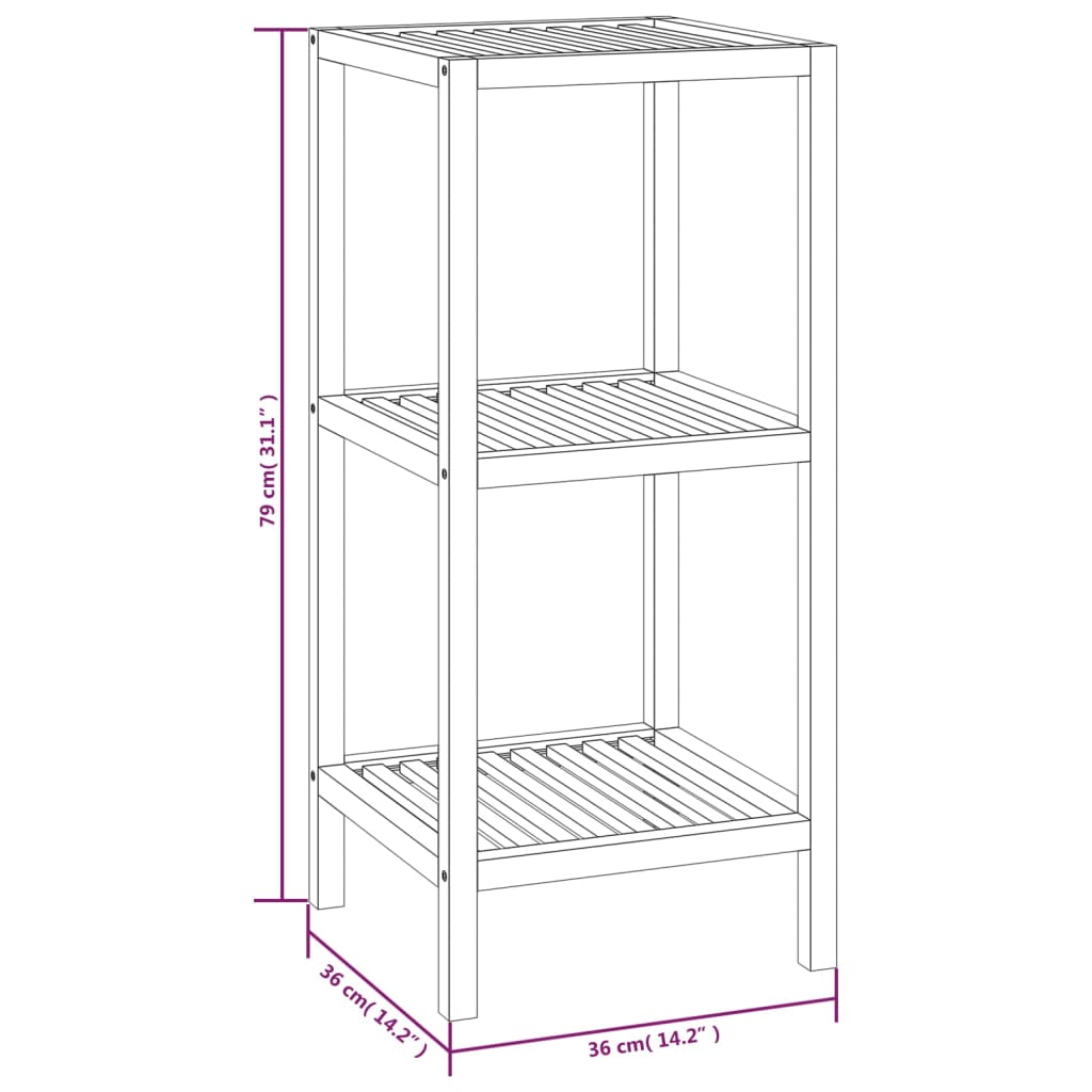 vidaXL Unidade de prateleiras WC 36x36x79 cm nogueira maciça