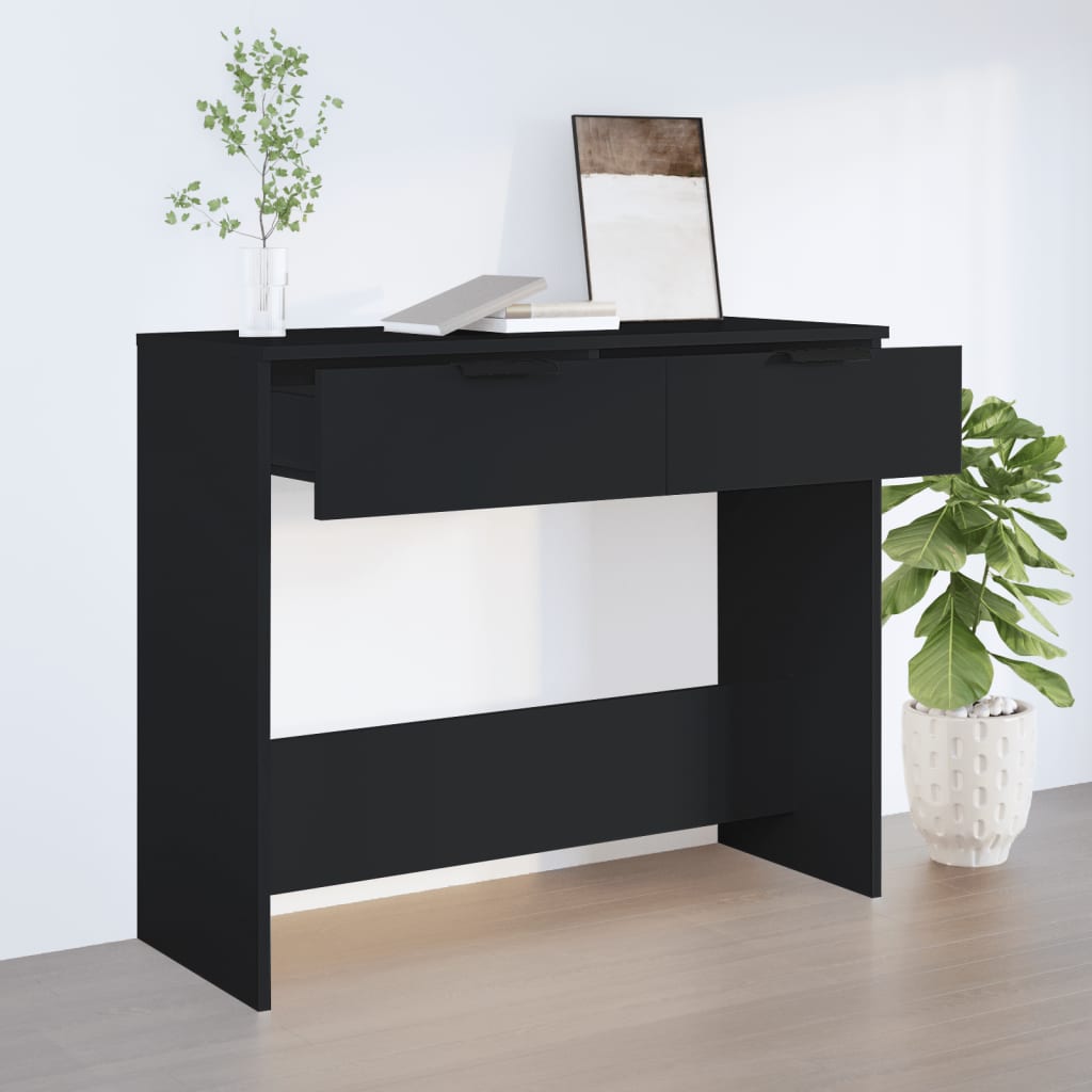 vidaXL Mesa consola 90x36x75 cm derivados de madeira preto